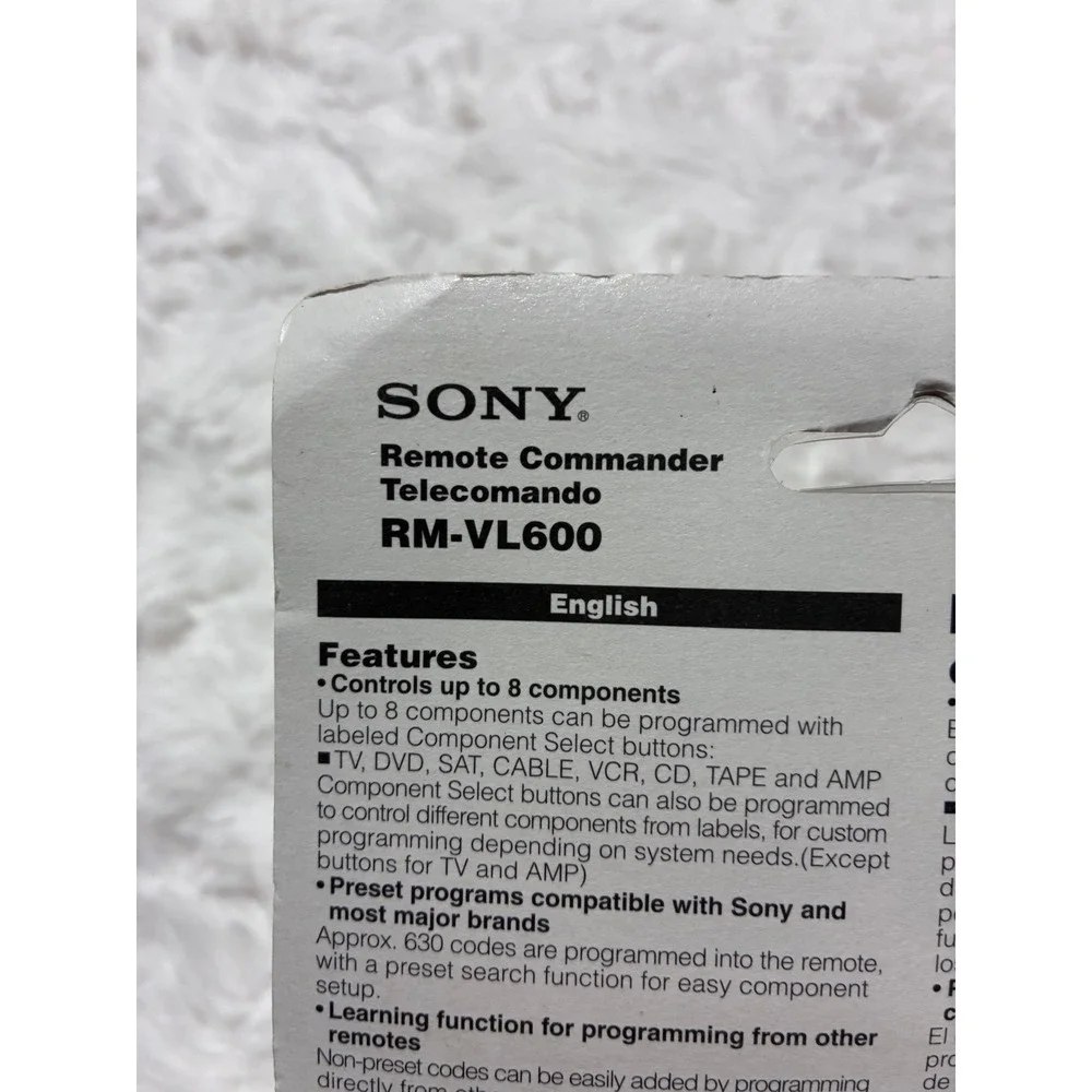 Sony RM-VL600 Multi Brand Remote Commander 8 Component Learning Remote New